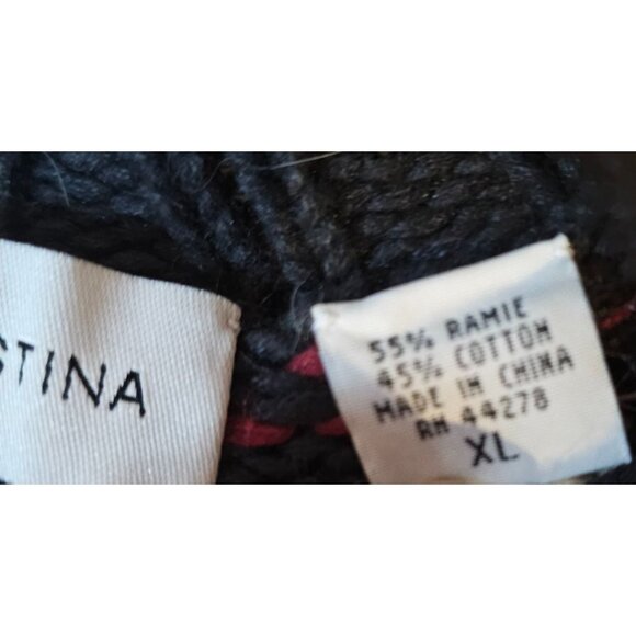 Marisa Christina Sweater Hand Knit Fair Isle Tan Black Ramie Cotton Zip Up - Picture 4 of 15